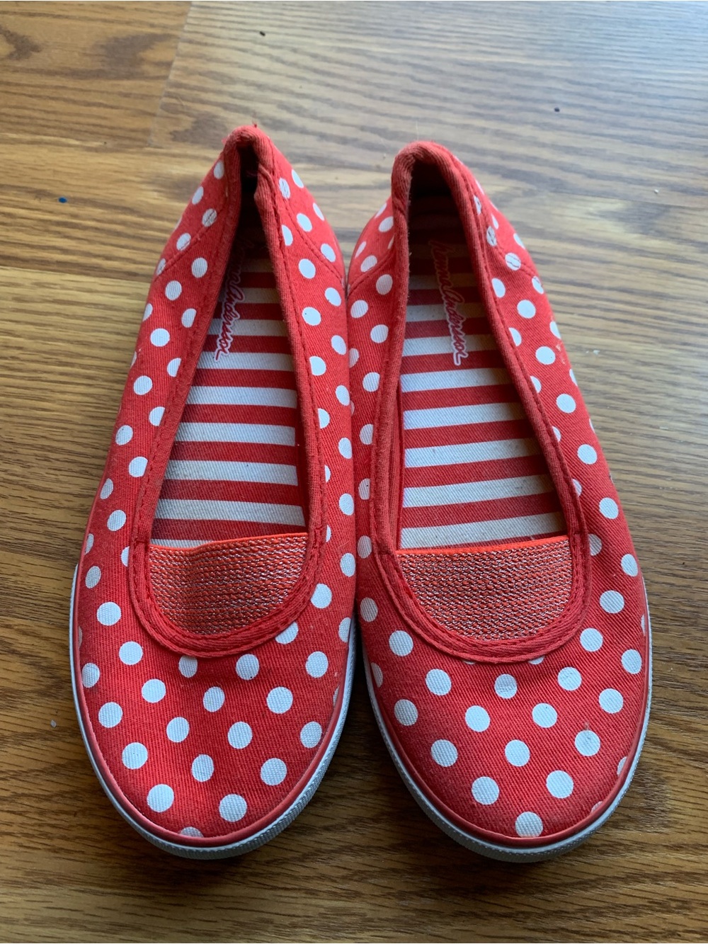 Hanna Andersson Red White Polka Dot Slip-On Sneakers Slip On Shoes Size 3